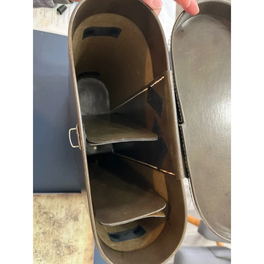 Vintage Leather wine bottle Case‎ Storage Box with Clasp